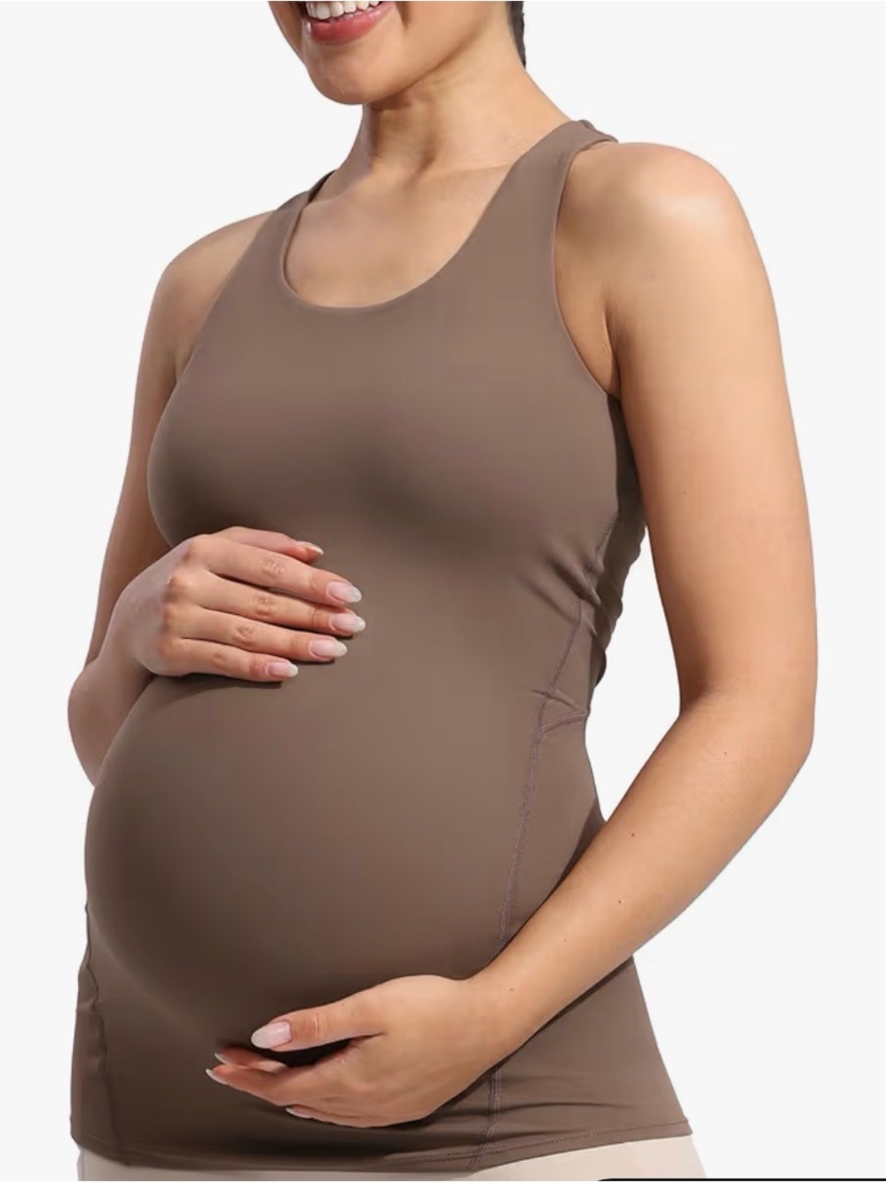 Maternity Scoop Neck Tank Top - Brown